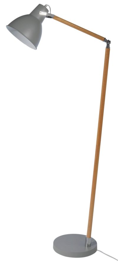 Collection - Twyford Wood and Metal - Floor Lamp - Grey
